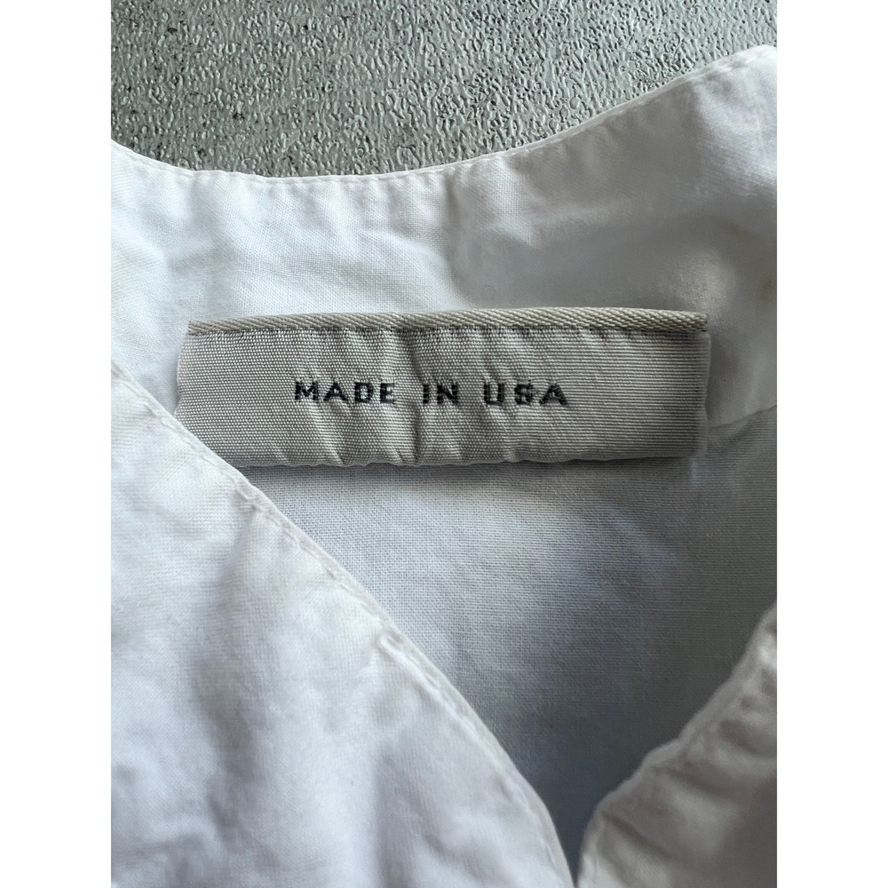 Eleven Stitch Design Shirt M White Cotton Button Down Top USA Lagenlook Coastal - Picture 5 of 9